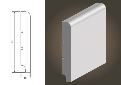 LAGRUS STANDARD 100 R10 RAL 9003 BIAŁA LISTWA PRZYPODŁOGOWA MDF WILGOCIOODPORNE